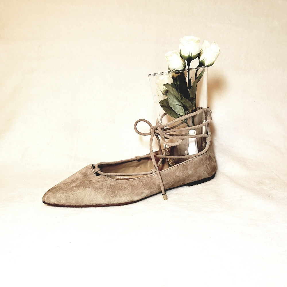 VINCE CAMUTO LEATHER FLATS ANKLE TIE New SIZE 7.5 - Picture 4 of 6